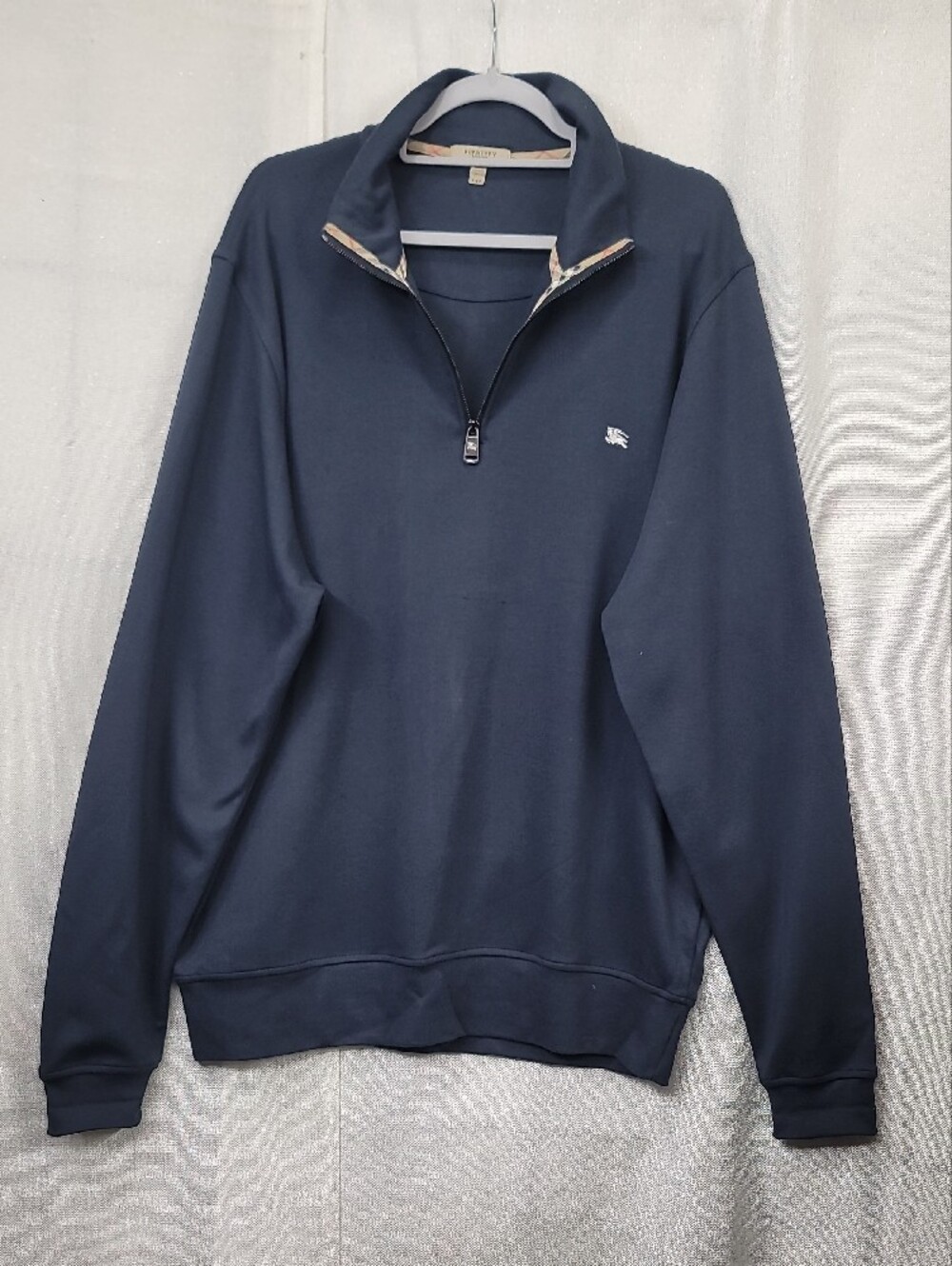 Burberry Men's Navy Half-Zip Pullover Sweater Size XXL